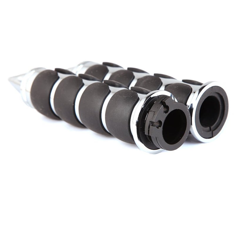 MISS MOLY Pair of 1" Dual Motorcycle Bar End Hand Grips Handlebar for Cruisers Harley Yamaha Suzuki-Silver - Image 5